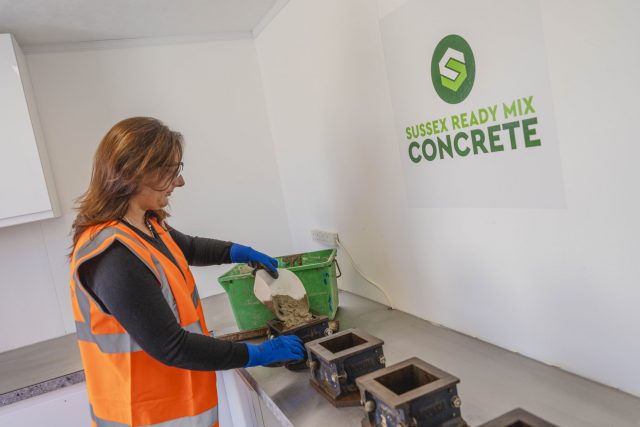 Concrete testing at Sussex Ready Mix concrete